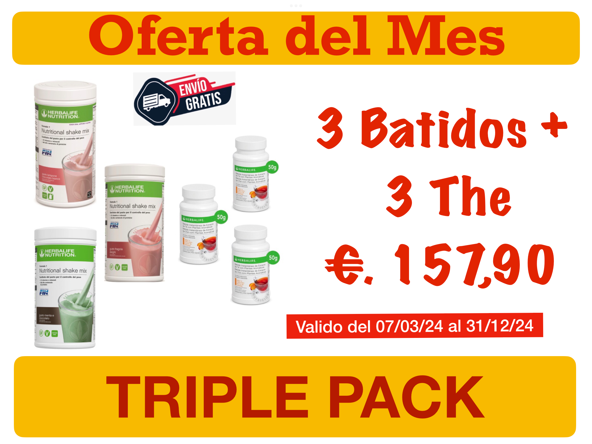 TRIPLE PACK 3 Batidos + 3 The
